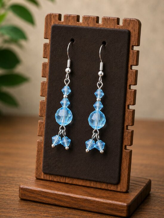 Artisan Jewelry - Light Blue Crystal Drop Earrings | Handcrafted